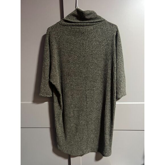 Anthropologie Everly Short Sleeve Turtleneck Ribbed Sweater Mini Dress Green L - Picture 2 of 5